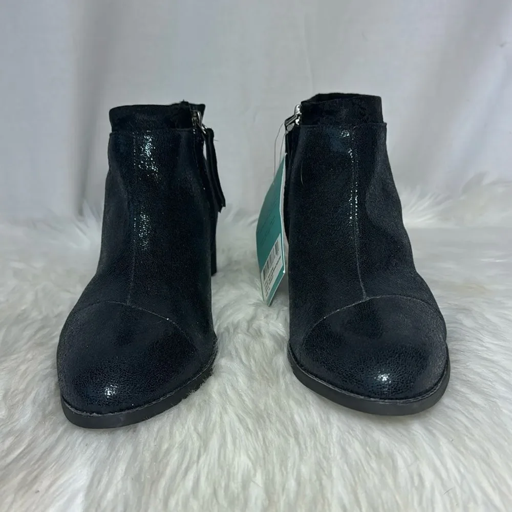 TOMS Loren NWT Black Crackle Shimmer Textile Snake Booties‎ Sz 9.5